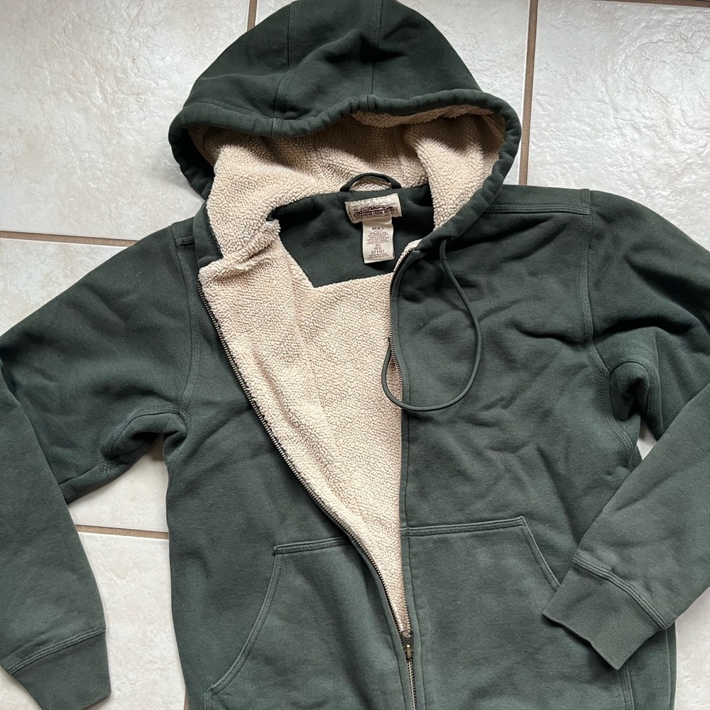 Sherpa-lined LL Bean hunter Green hoodie
